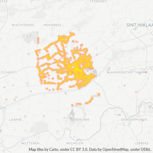 Heatmap voor postcode 9160