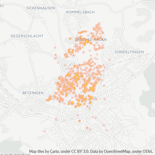 Heatmap für plz 72760