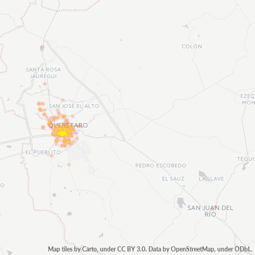 76030 Mapa de calor de densidad empresarial