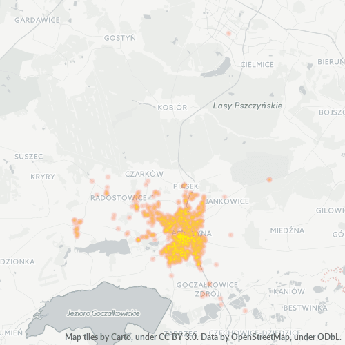 43-200 Mapa intensywności działalności gospodarczej