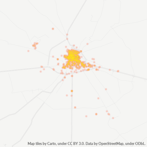 71036 Mappa di concentrazione per la densità di aziende