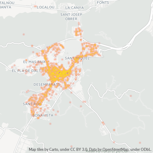 Mapa de calor para código postal 17800