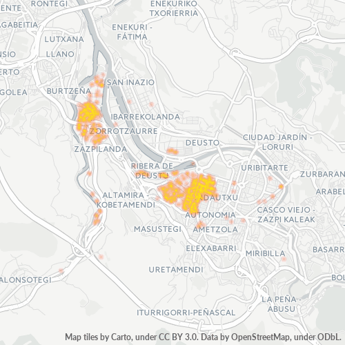 Mapa de calor para código postal 48013
