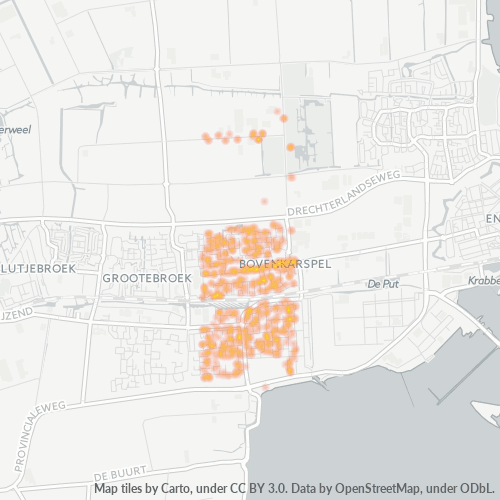 Heatmap voor postcode 1611