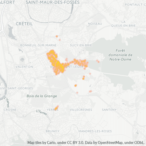 Carte de chaleur pour code postal 94470