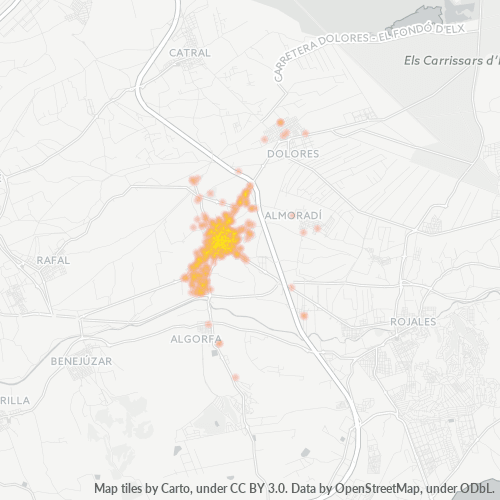 Mapa de calor para código postal 03160