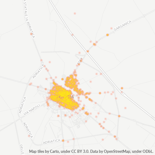 71121 Mappa di concentrazione per la densità di aziende