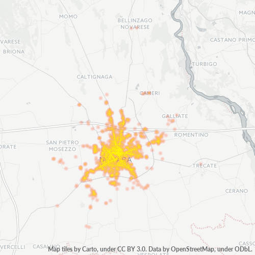 28100 Mappa di concentrazione per la densità di aziende
