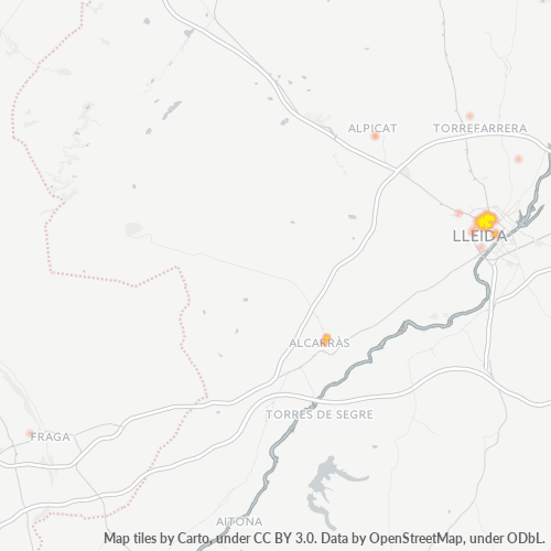 Mapa de calor para código postal 25008