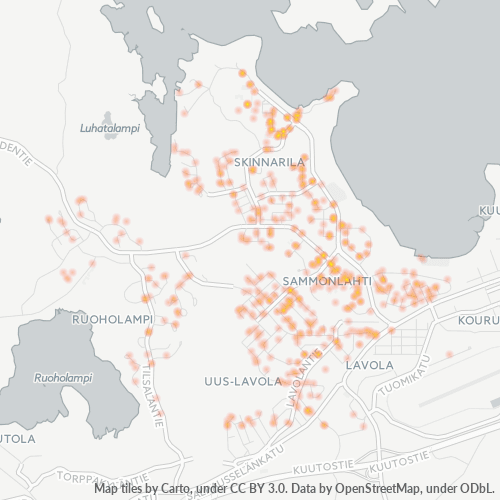 53850 Yritystiheys lämpökarttana