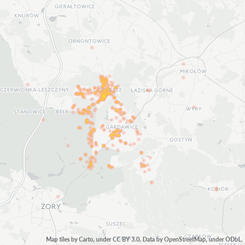 43-180 Mapa intensywności działalności gospodarczej