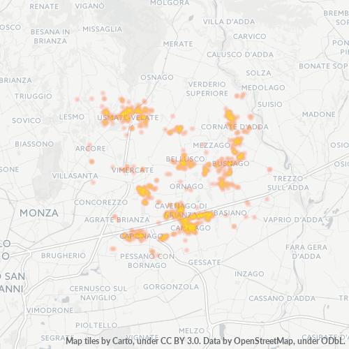 20040 Mappa di concentrazione per la densità di aziende