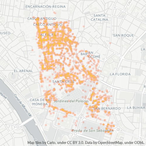 Mapa de calor para código postal 41004