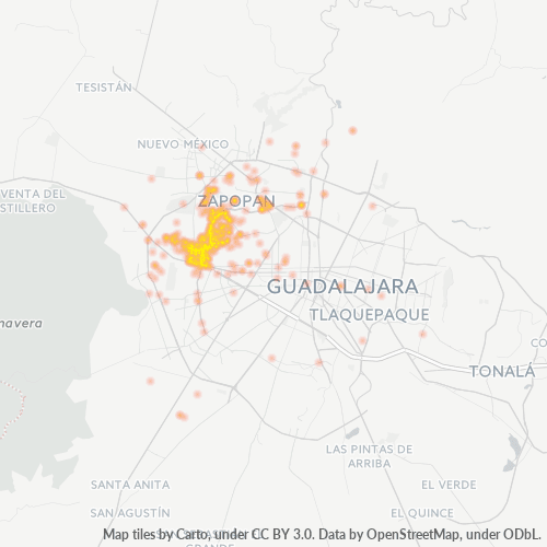 45110 Mapa de calor de densidad empresarial