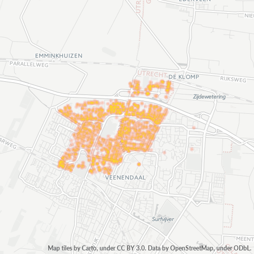 Heatmap voor postcode 3905