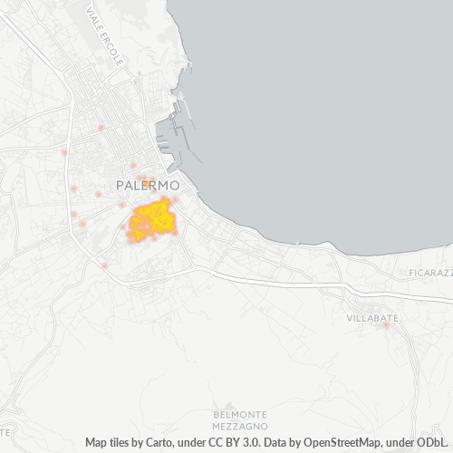 90127 Mappa di concentrazione per la densità di aziende