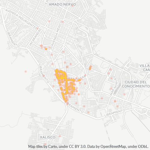 63190 Mapa de calor de densidad empresarial