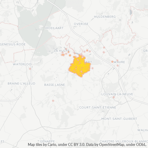 Heatmap voor postcode 1330
