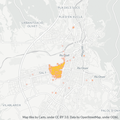 Mapa de calor para código postal 17006
