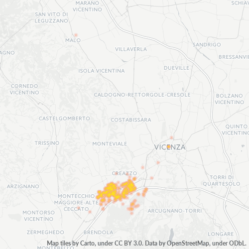 36077 Mappa di concentrazione per la densità di aziende