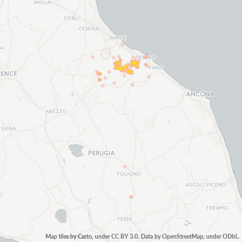 61020 Mappa di concentrazione per la densità di aziende