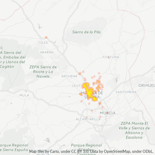 30500 Mapa de calor de densidad empresarial
