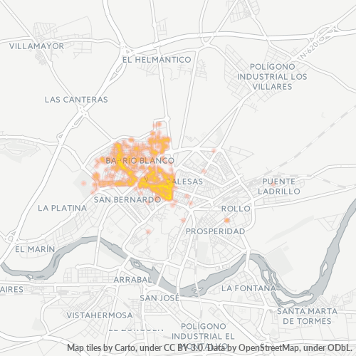 37006 Mapa de calor de densidad empresarial