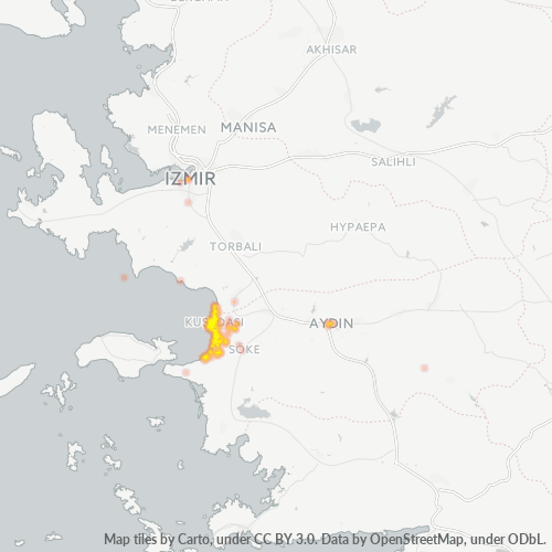 posta kodu 09400 için yoğunluk haritası