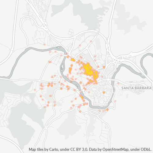 Mapa de calor para código postal 45004