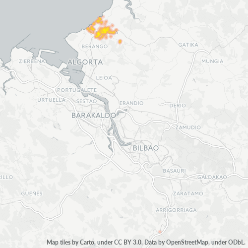 Mapa de calor para código postal 48600