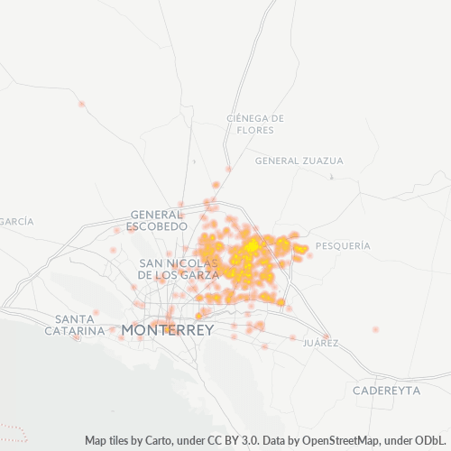66600 Mapa de calor de densidad empresarial