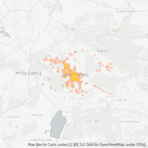 43-600 Mapa intensywności działalności gospodarczej
