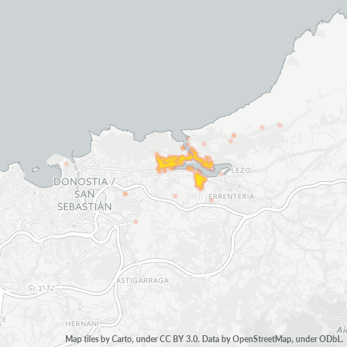 Mapa de calor para código postal 20110