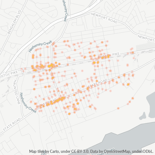 19021 Business Density Heatmap