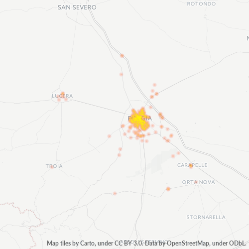 71100 Mappa di concentrazione per la densità di aziende