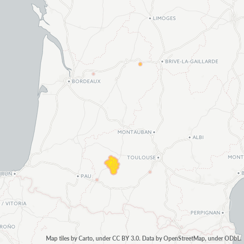 Carte de chaleur pour code postal 32300