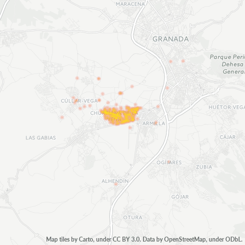 Mapa de calor para código postal 18194
