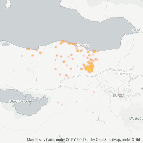 posta kodu 16960 için yoğunluk haritası