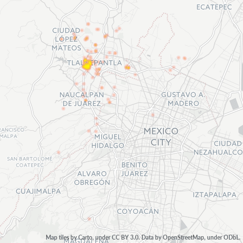 54055 Mapa de calor de densidad empresarial
