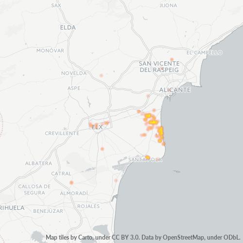 Mapa de calor para código postal 03195