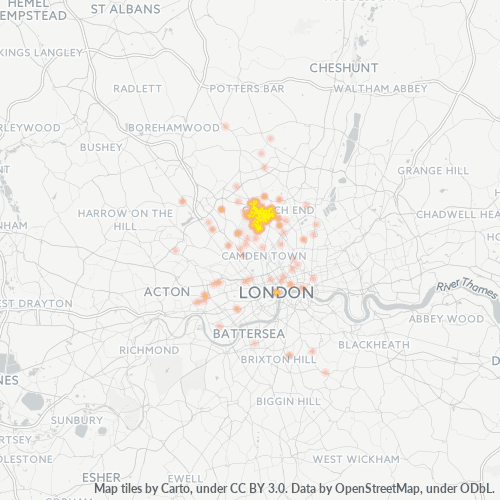 Heatmap for postal code N6