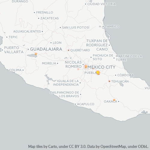 72700 Mapa de calor de densidad empresarial