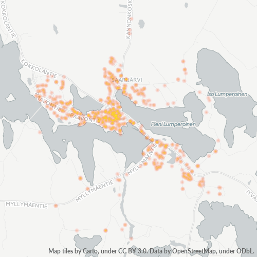43100 Yritystiheys lämpökarttana