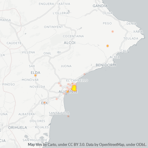 03540 Mapa de calor de densidad empresarial
