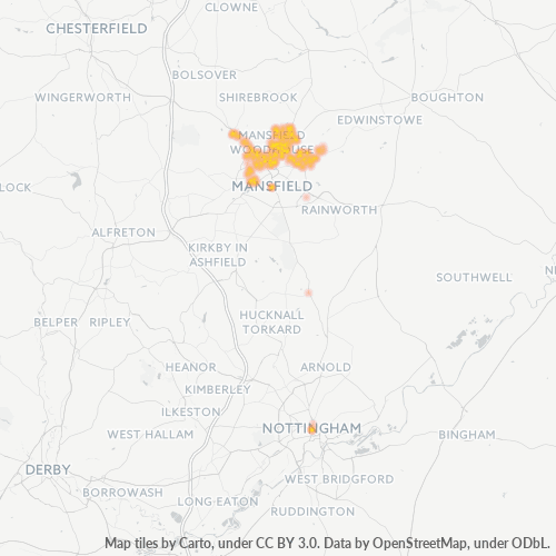 NG19 Business Density Heatmap