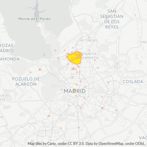 28029 Mapa de calor de densidad empresarial