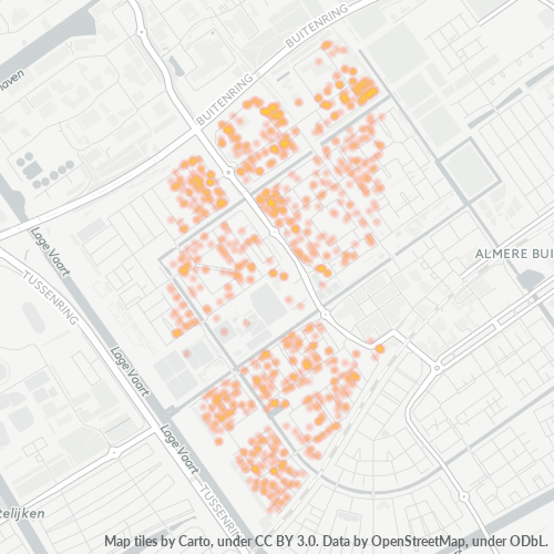 Heatmap voor postcode 1333