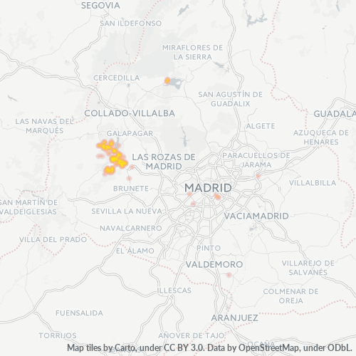 Mapa de calor para código postal 28210