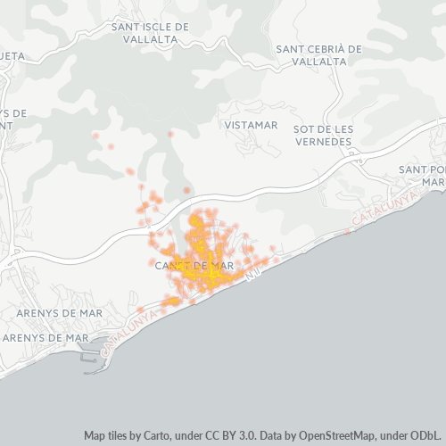 Mapa de calor para código postal 08360
