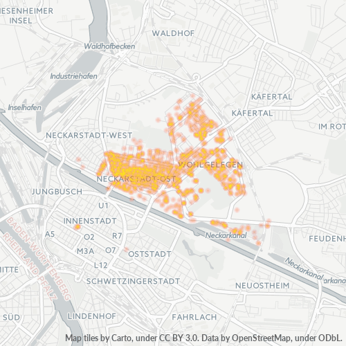 Heatmap für plz 68167
